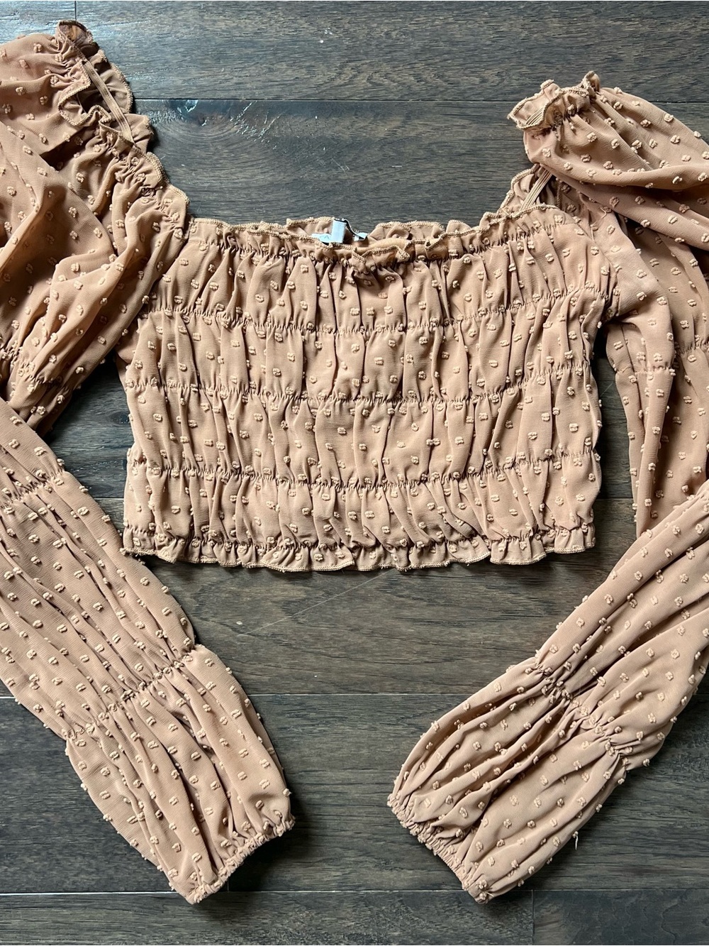 Fashion Nova Smocked Off-Shoulder Crop Top